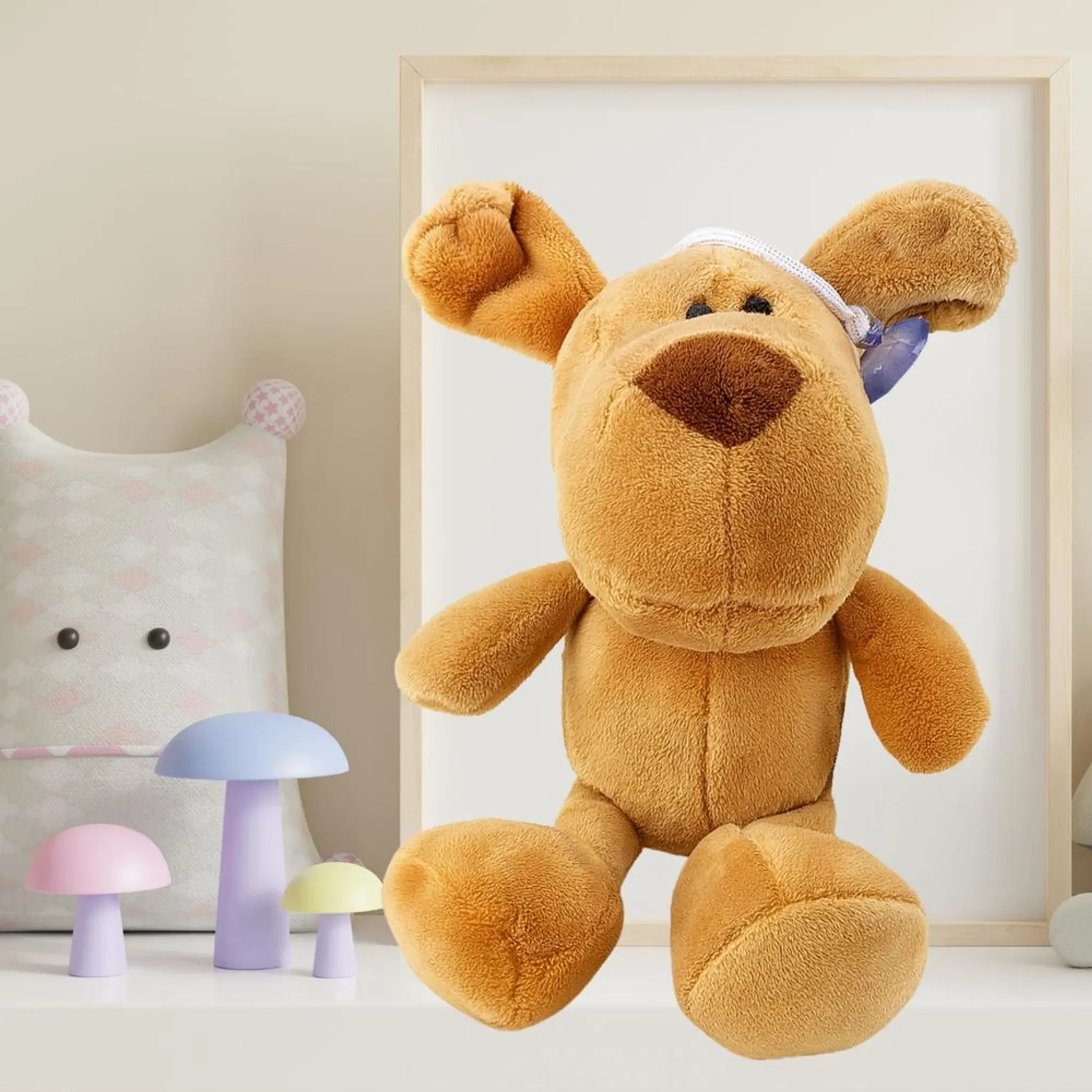 Plüsch Maskottchen Huggable Dog mit Saugnapf – Braun, 23 x 12 cm